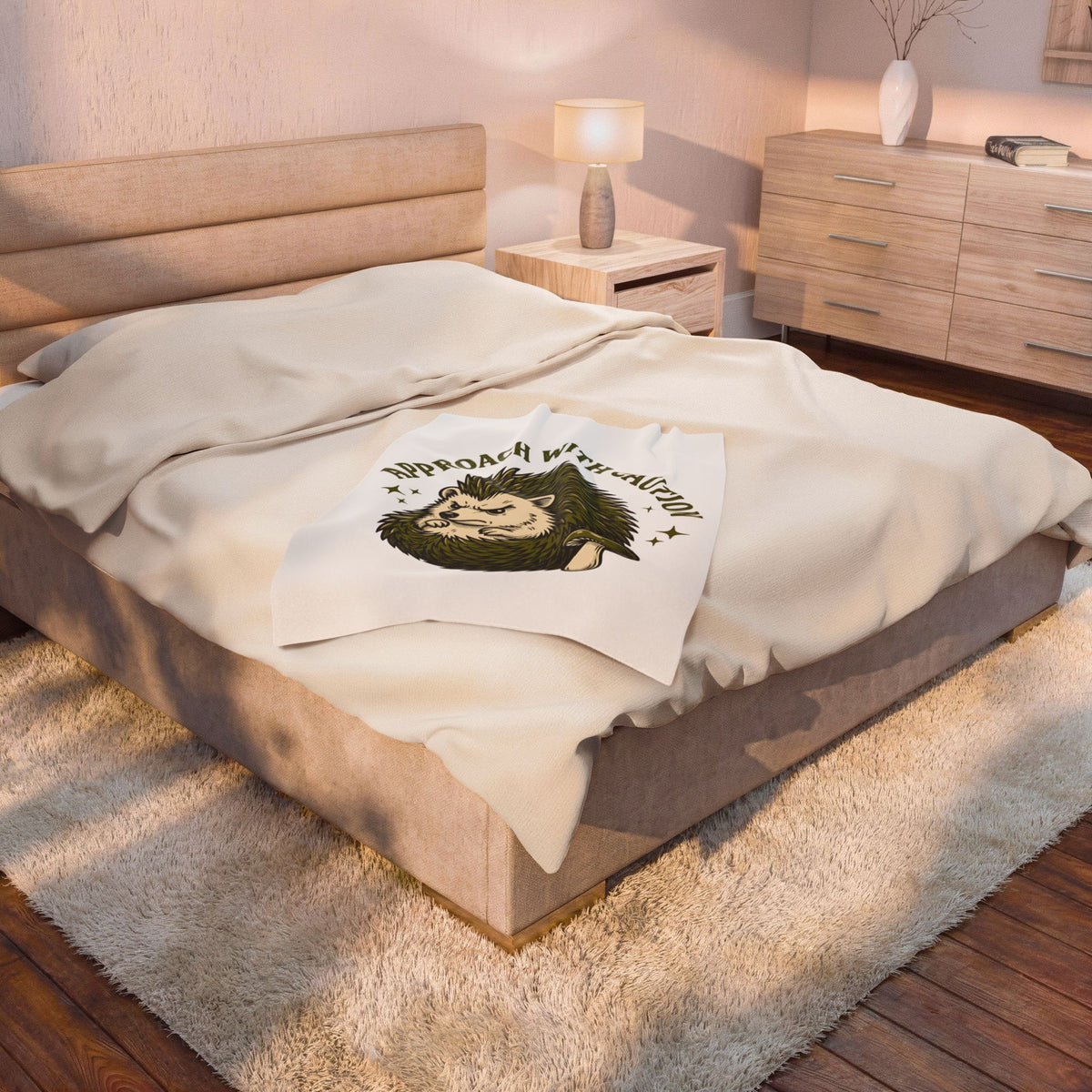 Mad Porcupine Blanket Funny Wildlife Gift Women Retro Blanket Quill Blanket Humor Fan Vintage Blanket Animal Graphic Sketch Toadstool Blanket