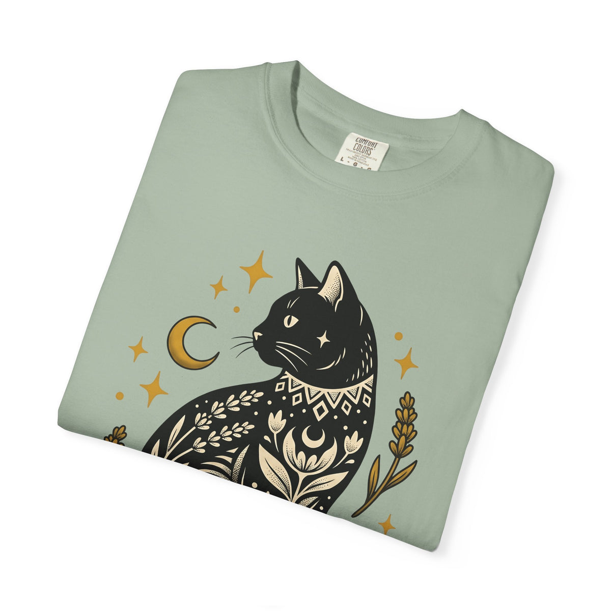 Astral Cat T-Shirt Boho Chic Esoteric Gift Women Ethnic T-Shirt Celestial Cat T-Shirt Bohemian Fan Tribal T-Shirt Mystical Graphic Sleek Moonlight