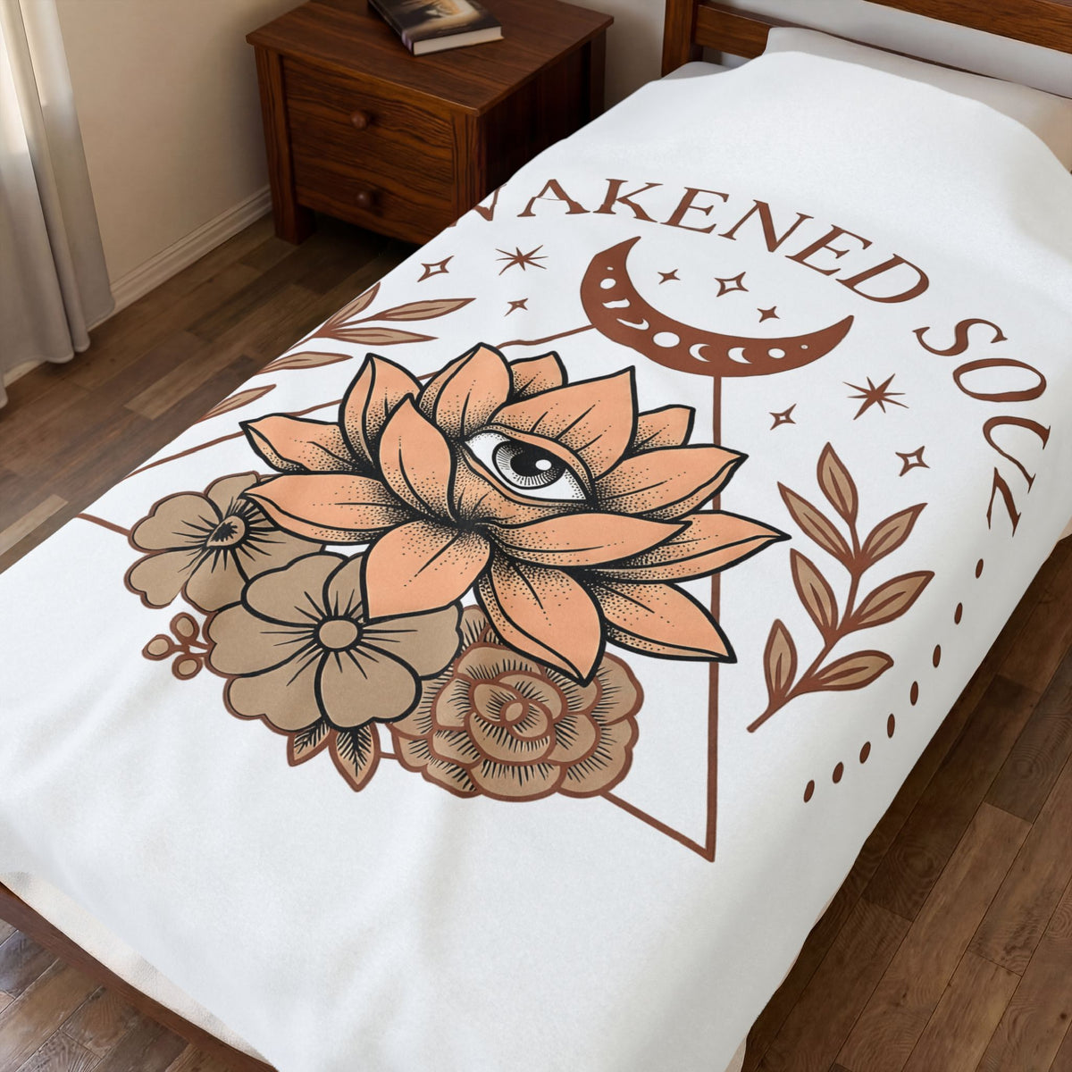 Lotus Eye Blanket Boho Chic Mystical Gift Women Spiritual Graphic Blanket Eye Blanket Bohemian Enthusiast Graphic Blanket Esoteric Graphic Design