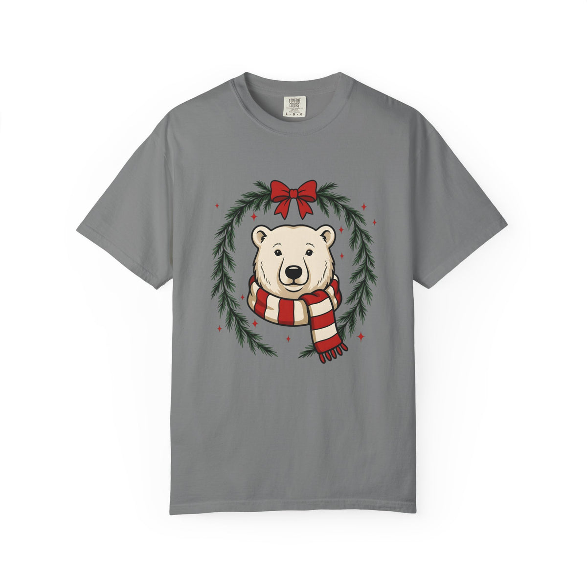 Arctic Bear T-Shirt Christmas Wildlife Gift Women Comic T-Shirt Polar Bear T-Shirt Xmas Fan Cartoon T-Shirt Animal Graphic Sketch Garland T-Shirt