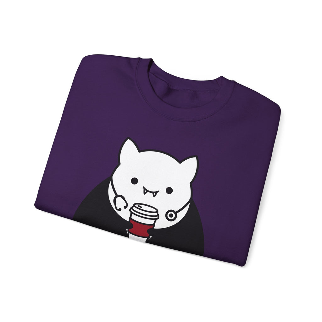 Vampire Coffee Sweatshirt Sweatshirt Nurses Fall Gift Women Cartoon Sweatshirt Coffee Cup Sweatshirt Nurse Enthusiast Comic Sweatshirt Autumn Graphic Clean Nurse