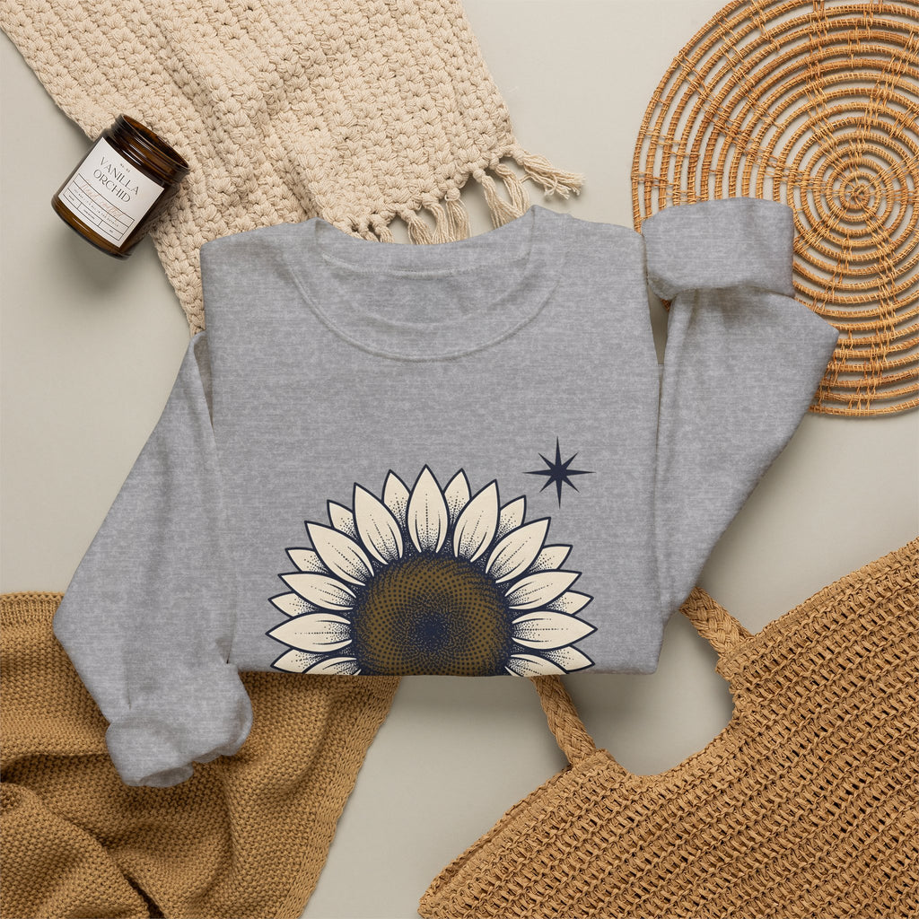 Sunflower Design Sweatshirt Floral Outdoors Gift Women Hippie Sweatshirt Sunflower Sweatshirt Flower Fan Bohemian Sweatshirt Adventure Graphic Rustic Sparkles