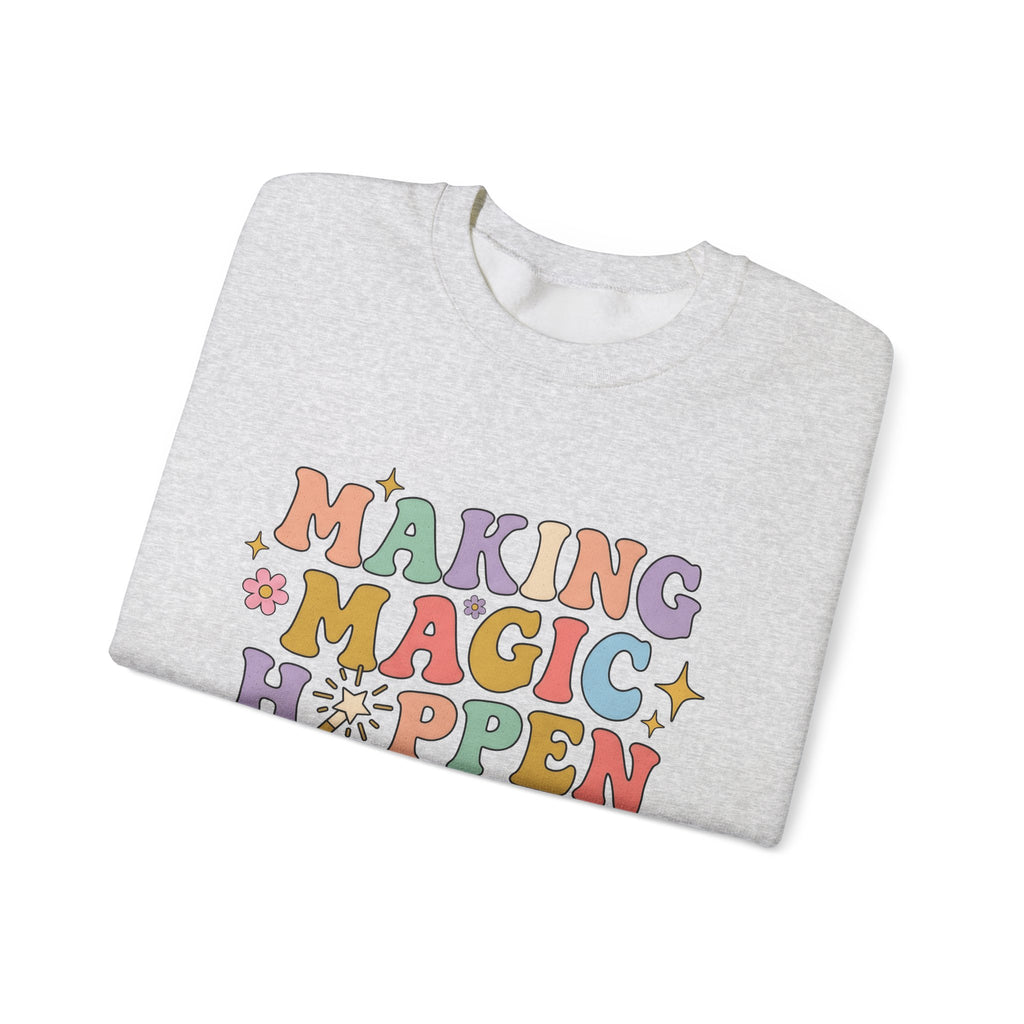 Enchanted Rod Design Sweatshirt Teachers Thanks Gift Women Line Art Sweatshirt Magic Wand Sweatshirt Educator Enthusiast Illustration Graphic Appreciation