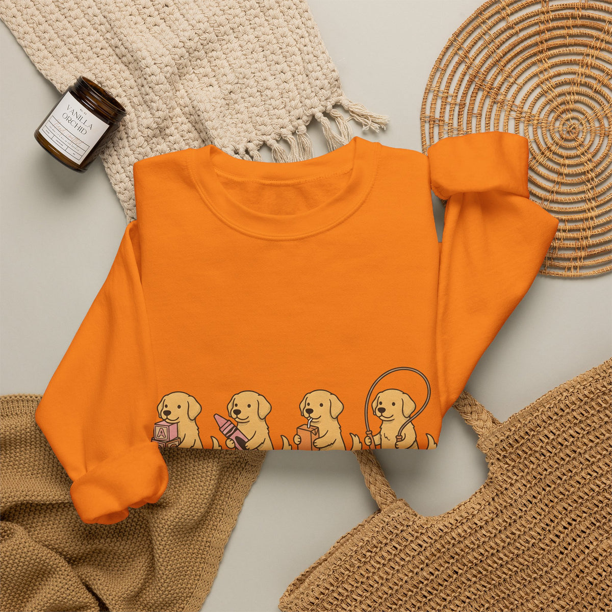 Golden Retriever Pups Sweatshirt Teachers Companion Gift Women Caricature Sweatshirt Puppy Sweatshirt Educator Enthusiast Cartoon Sweatshirt Buddy Graphic