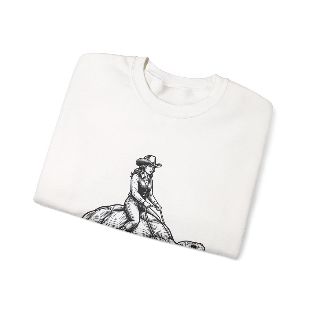 Cowgirl Riding Tortoise Sweatshirt Cowgirl Western Gift Women Vintage Sweatshirt Cowgirl Riding Turtle Sweatshirt Rodeo Fan Retro Sweatshirt Western Design