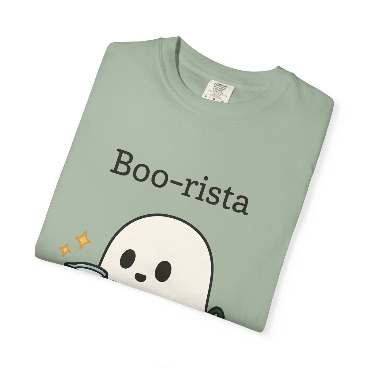 Ghost Barista T-Shirt Coffee Halloween Gift Women Cute T-Shirt Specter T-Shirt Coffee Fan Kawaii T-Shirt Spooky Graphic Cartoon Coffee T-Shirt T-Shirt