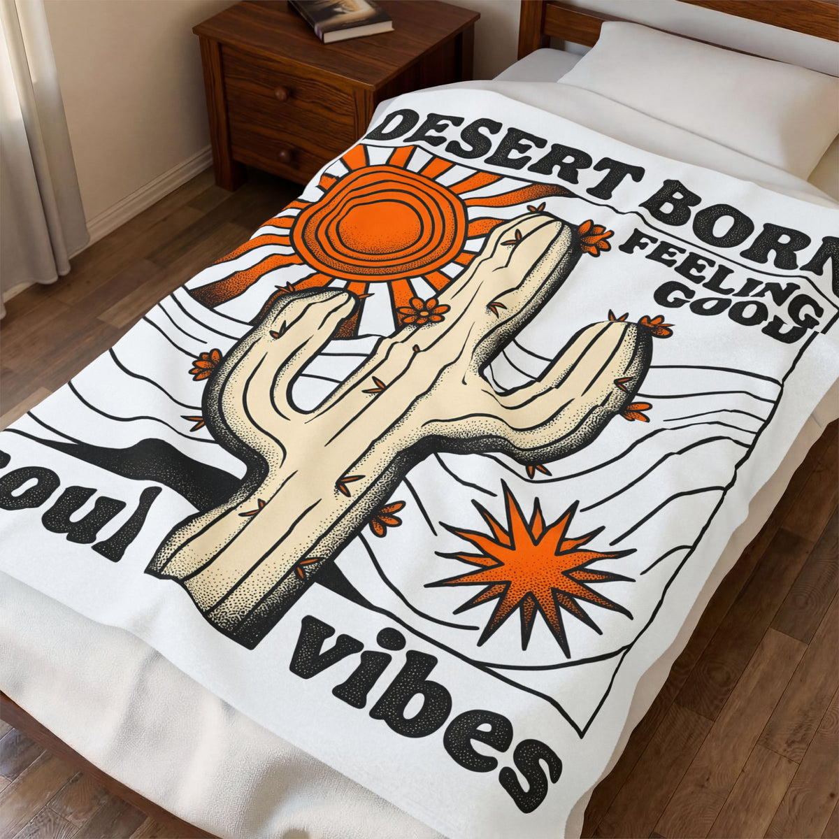 Desert Plant Art Blanket Boho Arizona Gift Women Hand Drawn Blanket Cactus Blanket Bohemian Enthusiast Illustrated Blanket Southwestern Graphic
