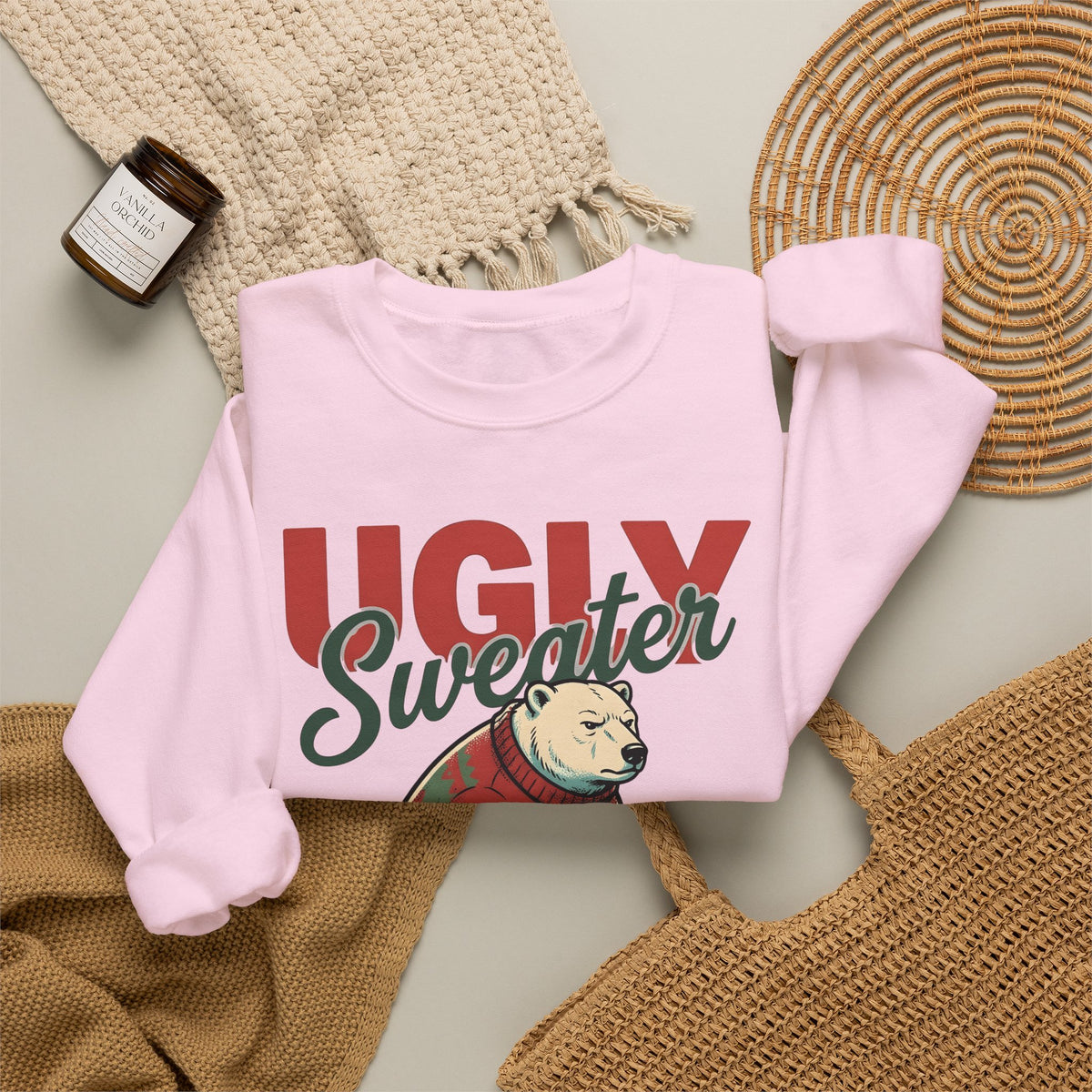 Arctic Bear Sweater Christmas Fauna Gift Nostalgic Polar Bear Xmas Fan Vintage Wildlife Doodle Sweatshirt