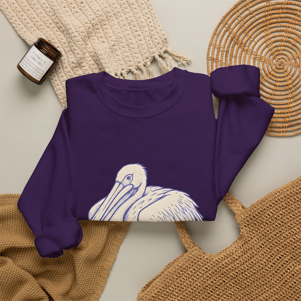 Pelican Bird Sweatshirt Funny Fauna Gift Women Cartoon Sweatshirt Pouchbill Sweatshirt Humor Fan Comic Sweatshirt Wildlife Graphic Hand Drawn Creature Art