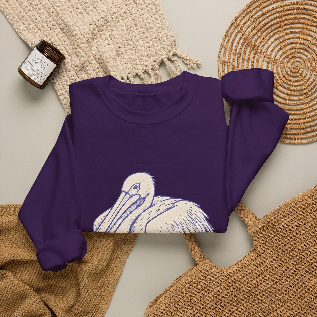 Pelican Bird Sweatshirt Funny Fauna Gift Women Cartoon Sweatshirt Pouchbill Sweatshirt Humor Fan Comic Sweatshirt Wildlife Graphic Hand Drawn Creature Art