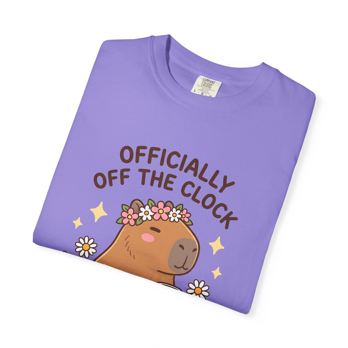 Capybara Coffee T-Shirt Nurses Animal Gift Women Cute T-Shirt Coffee T-Shirt Nurse Enthusiast Adorable T-Shirt Wildlife Graphic Cartoon Daisies