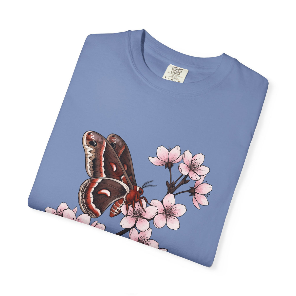 Butterfly Cherry Blossoms T-Shirt Boho Chic Nature Gift Women Botanical T-Shirt Butterfly T-Shirt Hippie Fan Illustrative T-Shirt Environmental