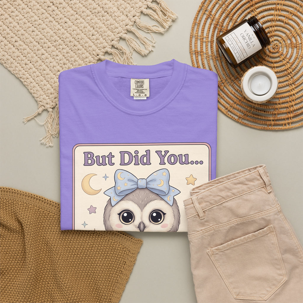 Owl Bow T-Shirt Teachers School Gift Women Kawaii T-Shirt Owl T-Shirt Educator Enthusiast Cute T-Shirt Classroom Graphic Pastel Laptop T-Shirt