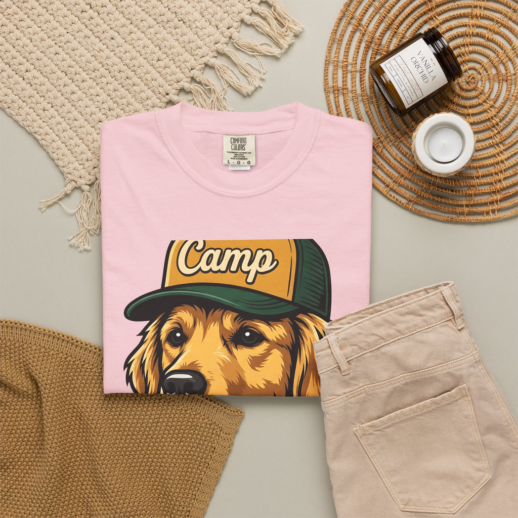 Golden Retriever T-Shirt Dog Hiking Gift Women Hand Drawn T-Shirt Retriever T-Shirt Dog Fan Illustrated Graphic T-Shirt Classic Cap T-Shirt