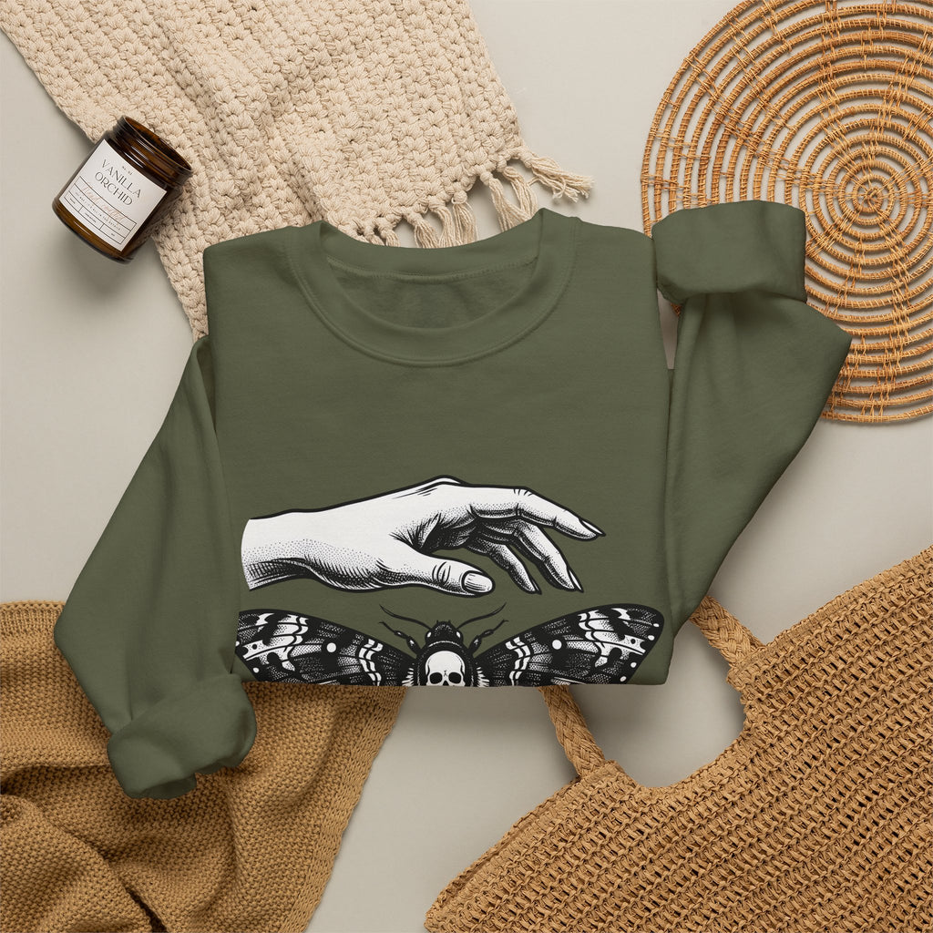Skeleton Moth Sweatshirt Boho Chic Dark Fashion Gift Women Traditional Tattoo Sweatshirt Moth Sweatshirt Bohemian Fan Sailor Sweatshirt Gothic Graphic Antique