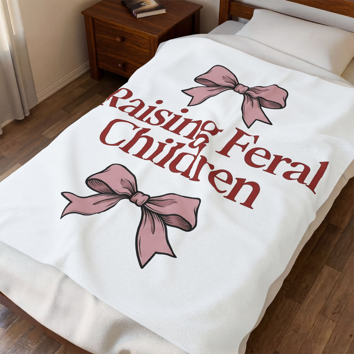Pink Ribbons Blanket Moms Jokes Gift Women Fun Blanket Bows Blanket Motherhood Fan Cute Blanket Pun Graphic Retro Bow Blanket