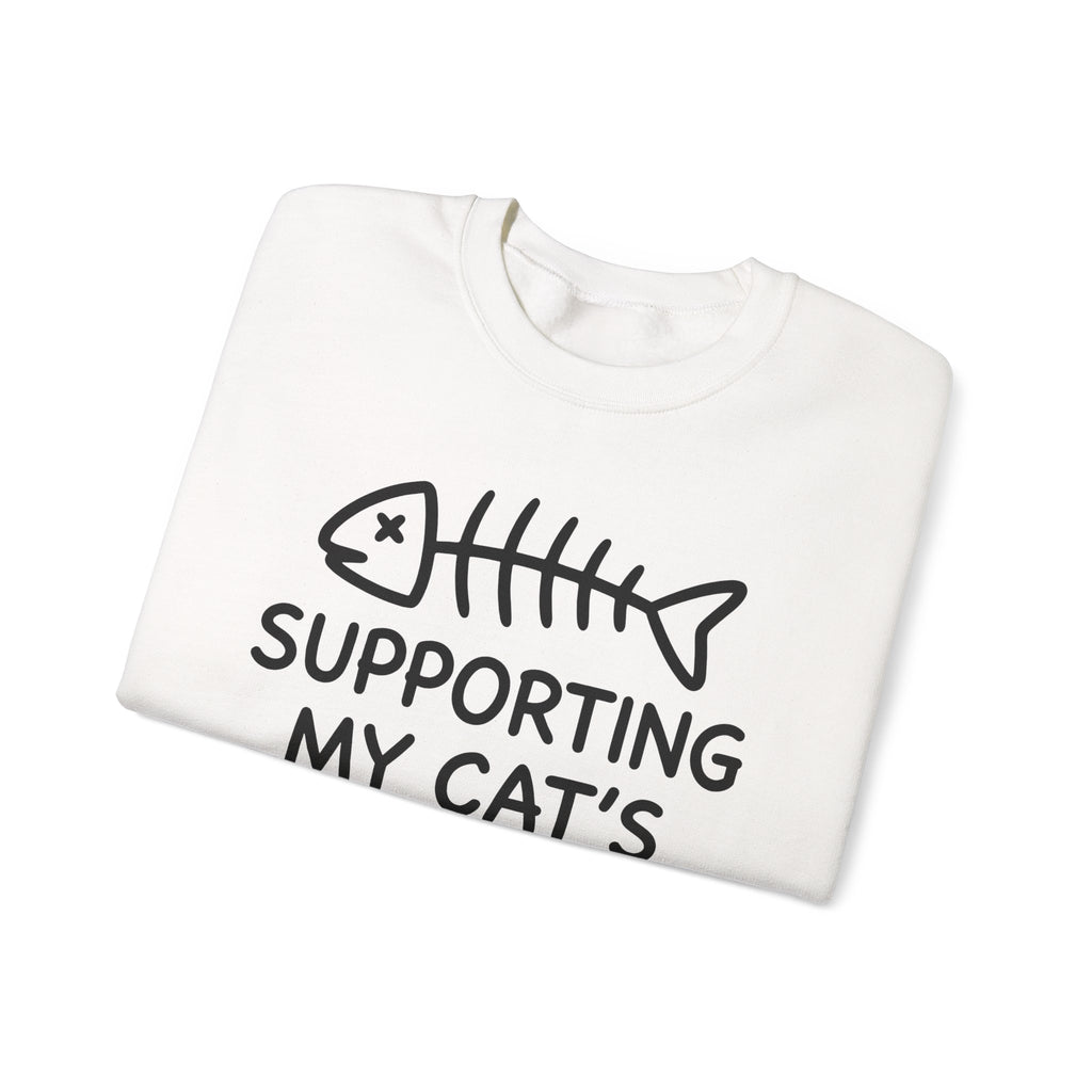 Fish Bone Sweatshirt Cat Funny Gift Women Cute Sweatshirt Fish Skeleton Sweatshirt Cat Fan Fishy Sweatshirt Humorous Graphic Sketch Cat Treats Sweatshirt
