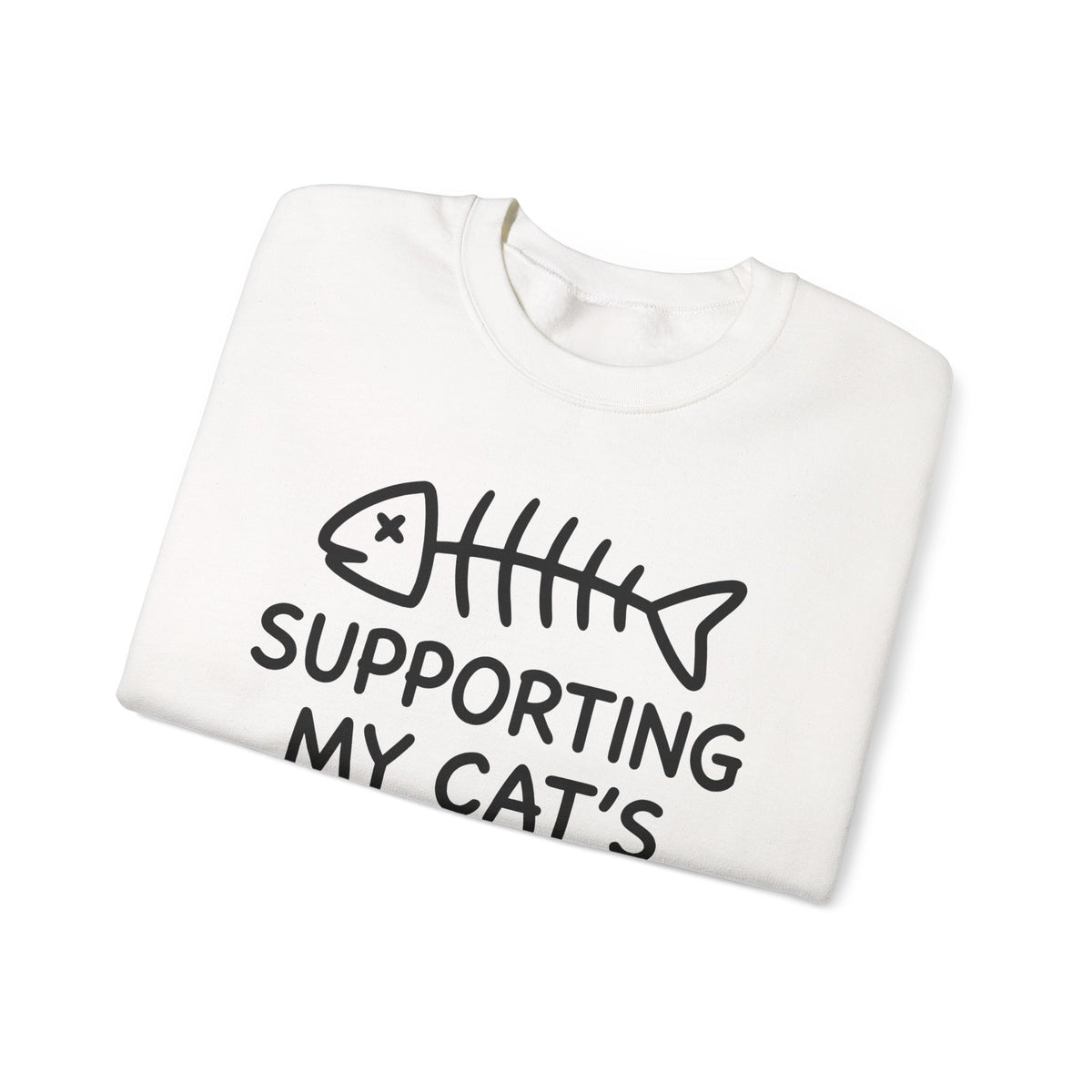 Fish Bone Sweatshirt Cat Funny Gift Women Cute Sweatshirt Fish Skeleton Sweatshirt Cat Fan Fishy Sweatshirt Humorous Graphic Sketch Cat Treats Sweatshirt