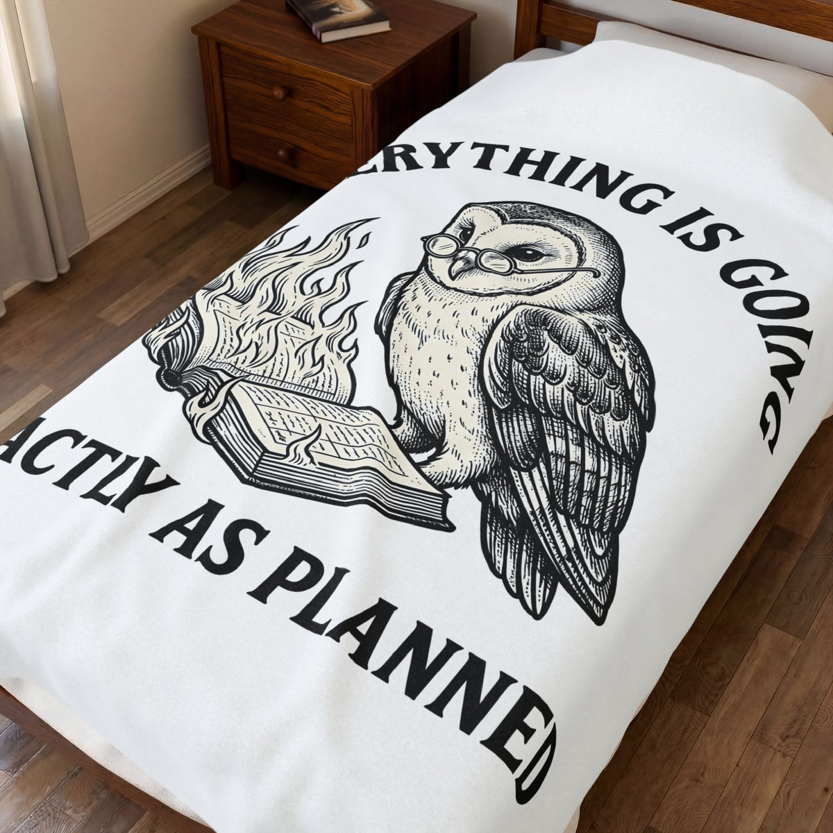 Owl Eyeglasses Blanket Funny Critters Gift Women Old-Fashioned Blanket Owl Blanket Humor Fan Vintage Blanket Creature Graphic Outline Blazing Book