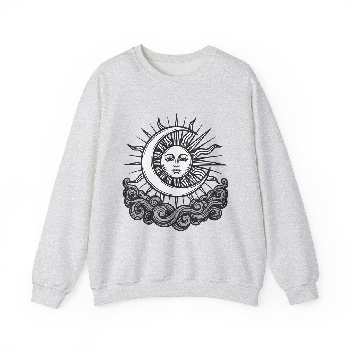 Sun Moon Boho Chic Astrology Gift Sketch Celestial Body Bohemian Enthusiast Drawing Astrology Sweatshirt