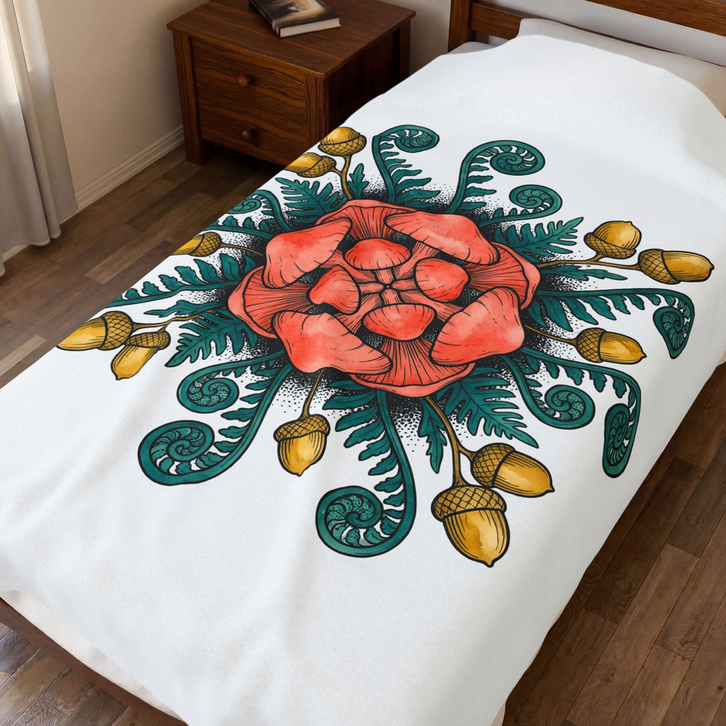 Shroom Mandala Blanket Boho Chic Flora Gift Women Bohemian Blanket Mushroom Blanket Hippie Fan Tribal Blanket Botanical Graphic Line Art Seed Pods