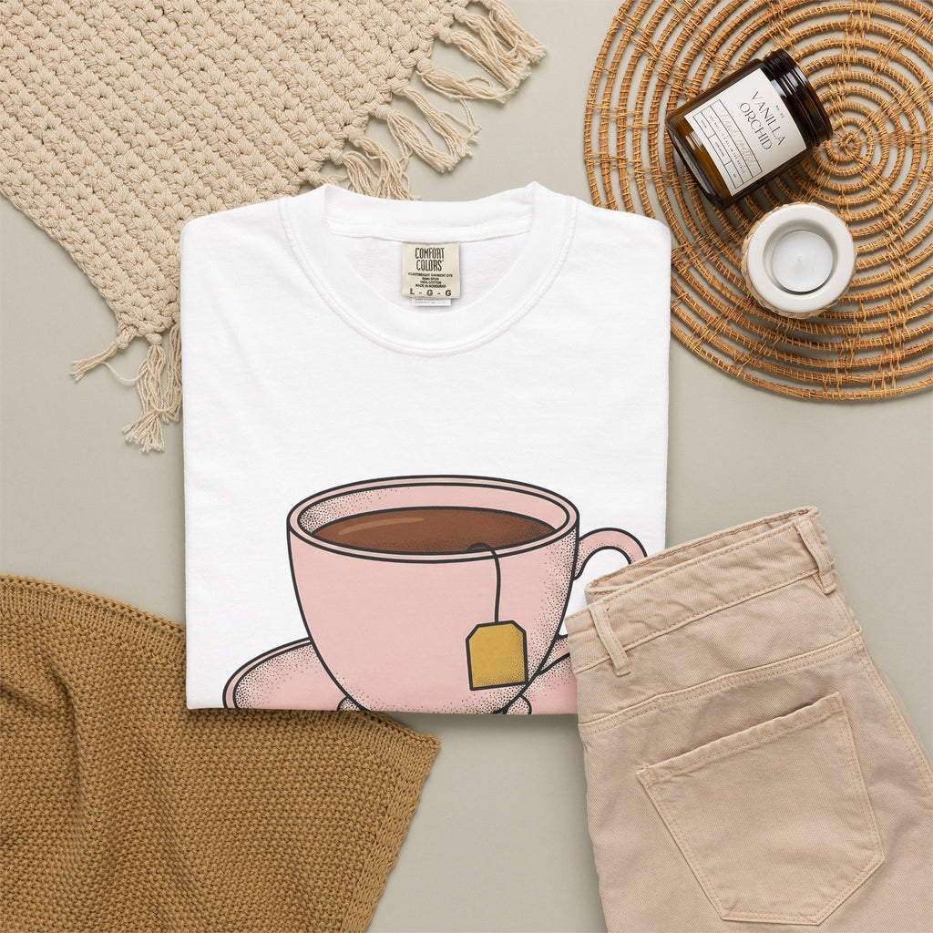 Tea Cup T-Shirt Drinks Foodie Gift Women Hand Drawn T-Shirt Teacup T-Shirt Beverage Fan Illustrated T-Shirt Food Graphic Minimalist Tea T-Shirt T-Shirt