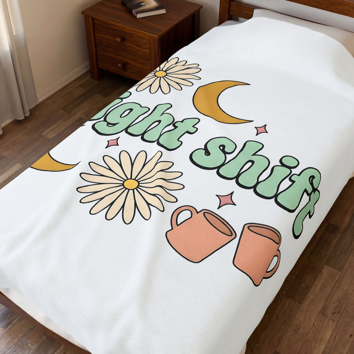 Moon Blossom Graphic Blanket Nurses Drink Gift Women Cartoon Blanket Flower Blanket
