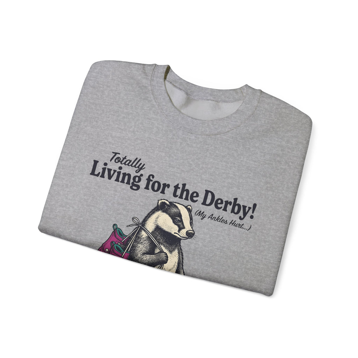 Badger Roller Skates Sweatshirt Funny Pet Gift Women Retro Sweatshirt Roller Skating Sweatshirt Humor Fan Vintage Sweatshirt Animal Graphic Sketch Creature