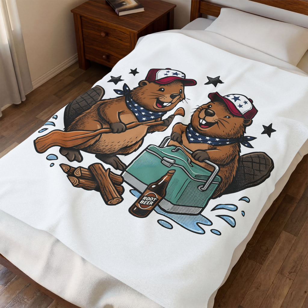 Beaver Pair Blanket Funny Outdoors Gift Women Comic Blanket Beaver Blanket Humor Fan Cartoon Blanket Adventure Graphic Retro Ice Chest Blanket