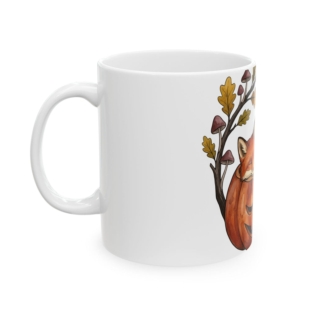 Fox Squash Mug Halloween Wildlife Gift Women Painting Mug Gourd Mug Spooky Fan Artistic Mug Animal Graphic Sketch Fall Foliage