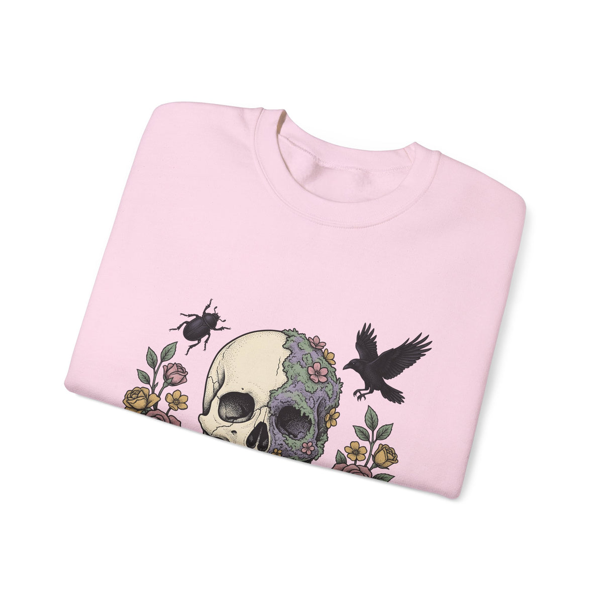 Bone Flower Halloween Occult Gift Neo Traditional Skeleton Horror Fan Tattoo Mystic Hand Drawn Sweatshirt