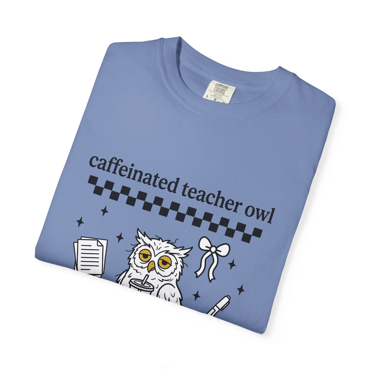 Coffee Owl T-Shirt Teacher Pets Gift Women Kawaii T-Shirt Owl T-Shirt Educator Enthusiast Cute T-Shirt Animal Graphic Hand Drawn Twinkles T-Shirt
