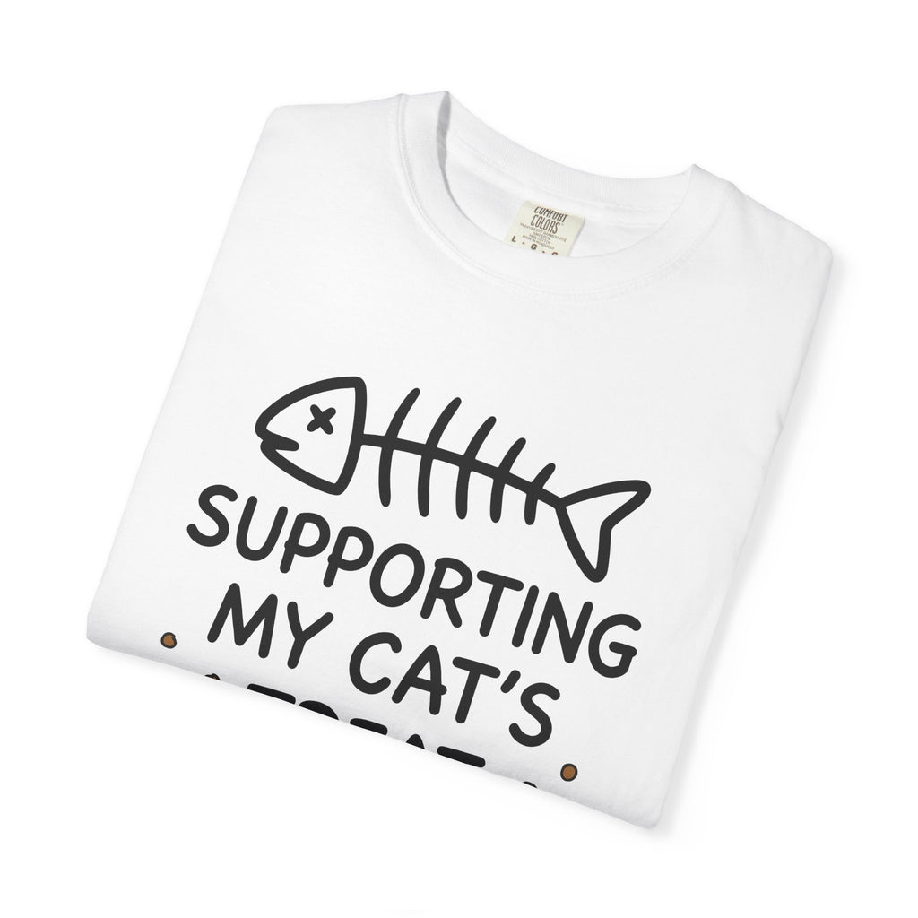 Fish Bone T-Shirt Cat Funny Gift Women Cute T-Shirt Fish Skeleton T-Shirt Cat Fan Fishy T-Shirt Humorous Graphic Sketch Cat Treats T-Shirt