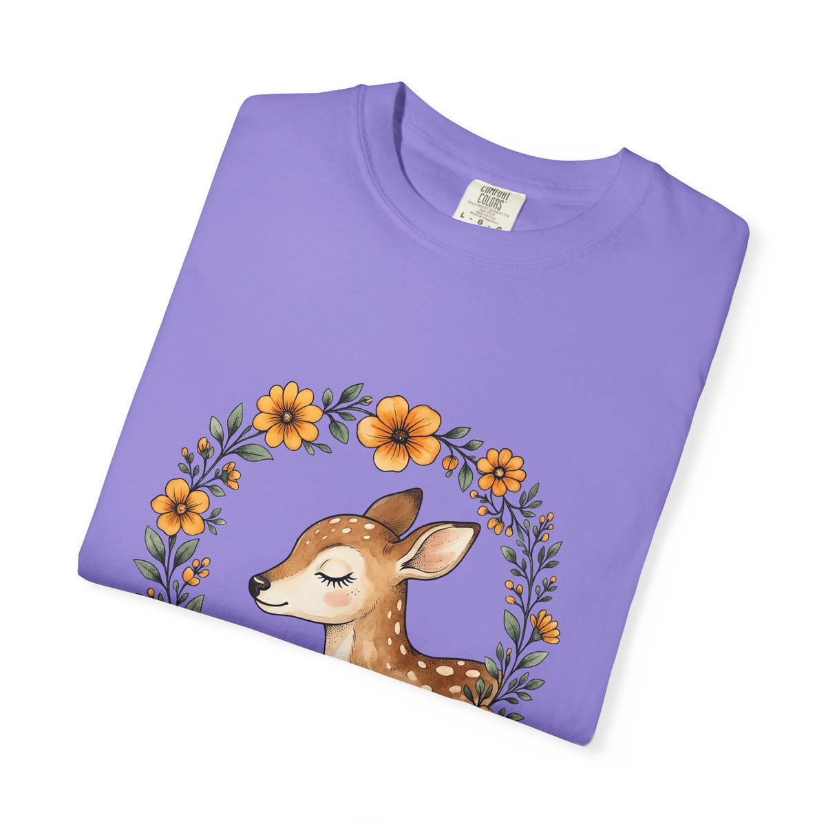 Fawn Boho Chic Forest Gift Sketch Deer Bohemian Fan Drawing Woods Pastel Flower Crown T-Shirt