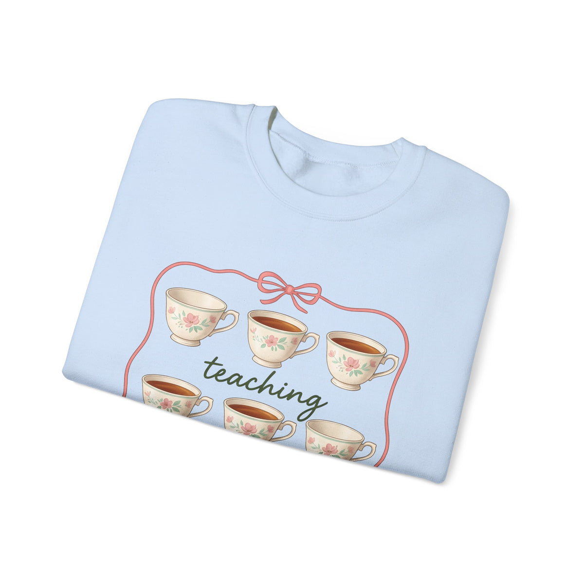 Floral Teacup Sweatshirt Teachers Coffee Gift Women Vintage Sweatshirt Teacup Sweatshirt Educator Enthusiast Retro Sweatshirt Caffeine Graphic Hand Drawn Bow