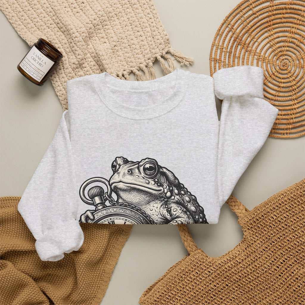 Toad Pocket Watch Sweatshirt Funny Animal Gift Women Vintage Sweatshirt Pocket Watch Sweatshirt Humor Fan Retro Sweatshirt Wildlife Graphic Hand Drawn Chain