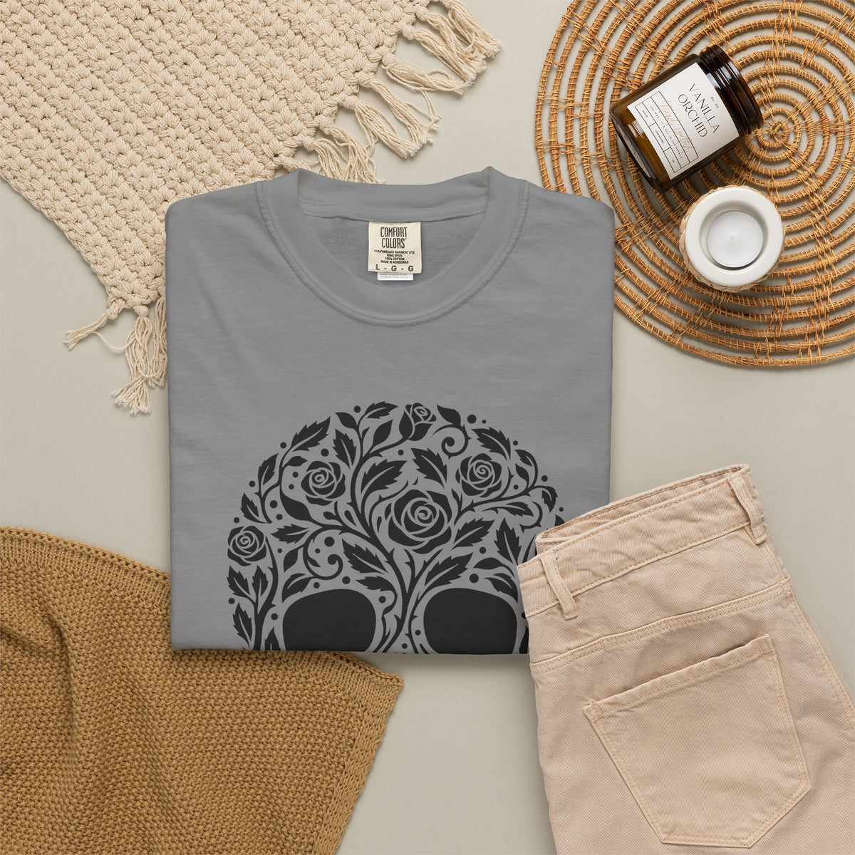 Blossom Skull T-Shirt St. Valentine's Day Macabre Gift Women Line Art T-Shirt Sugar Skull T-Shirt Valentine Fan Hand Drawn T-Shirt Dark Graphic