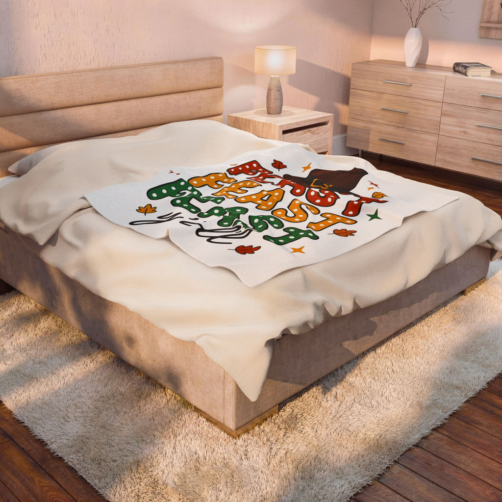 Colonial Hat Blanket Thanksgiving Kinship Gift Women Caricature Blanket Tricorn Blanket Harvest Fan Cartoon Blanket Family Graphic Rich Orange