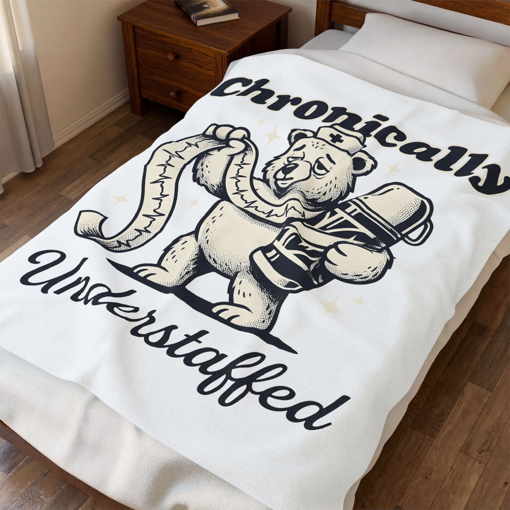 Nurse Bear Blanket Nurses Humor Gift Women Vintage Blanket Teddy Bear Blanket Nursing Enthusiast Retro Blanket Funny Graphic Hand Drawn Coffee Blanket