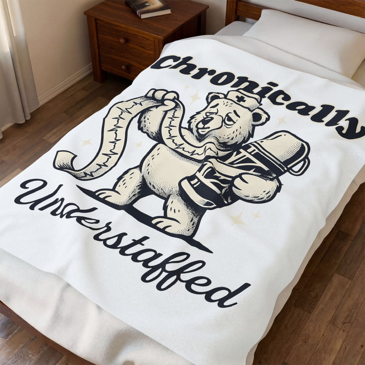 Nurse Bear Blanket Nurses Humor Gift Women Vintage Blanket Teddy Bear Blanket Nursing Enthusiast Retro Blanket Funny Graphic Hand Drawn Coffee Blanket
