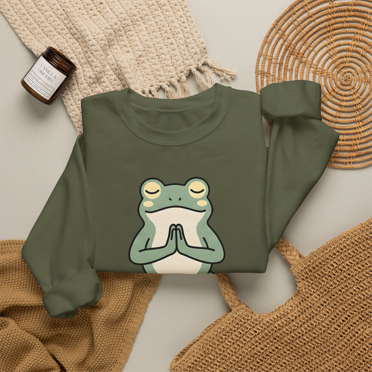 Yoga Frog Sweatshirt Yoga Nature Gift Women Sketch Sweatshirt Toad Sweatshirt Yoga Enthusiast Drawing Illustration Wildlife Graphic Clean Standing Pose