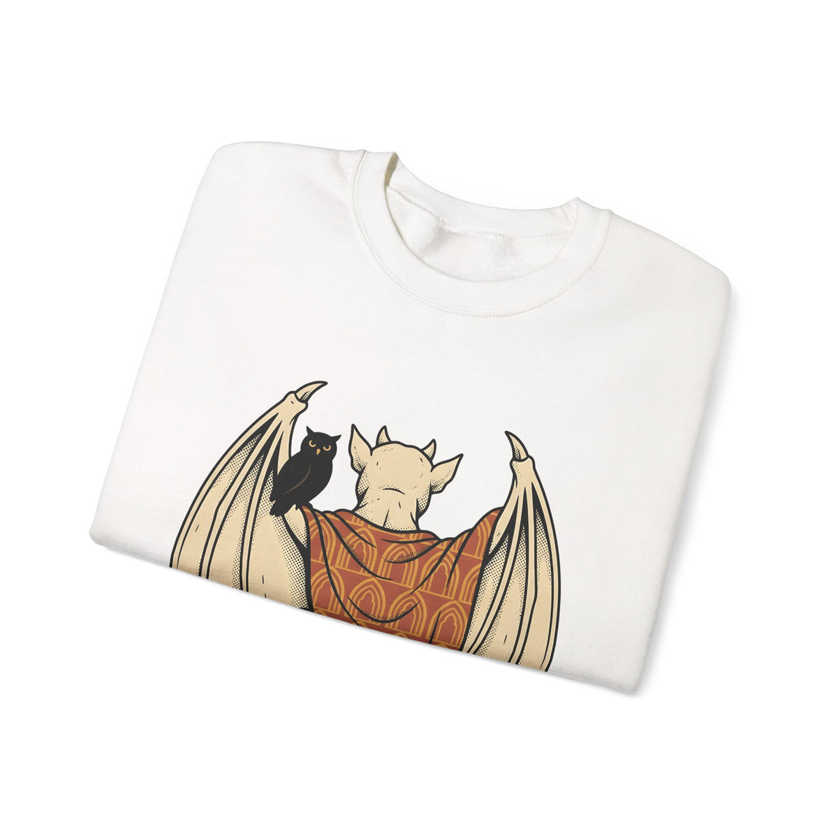 Bat Sculpture Sweatshirt Halloween Ghost Gift Women Mysterious Sweatshirt Statue Sweatshirt Horror Fan Dark Art Sweatshirt Specter Graphic Classic Night Bird