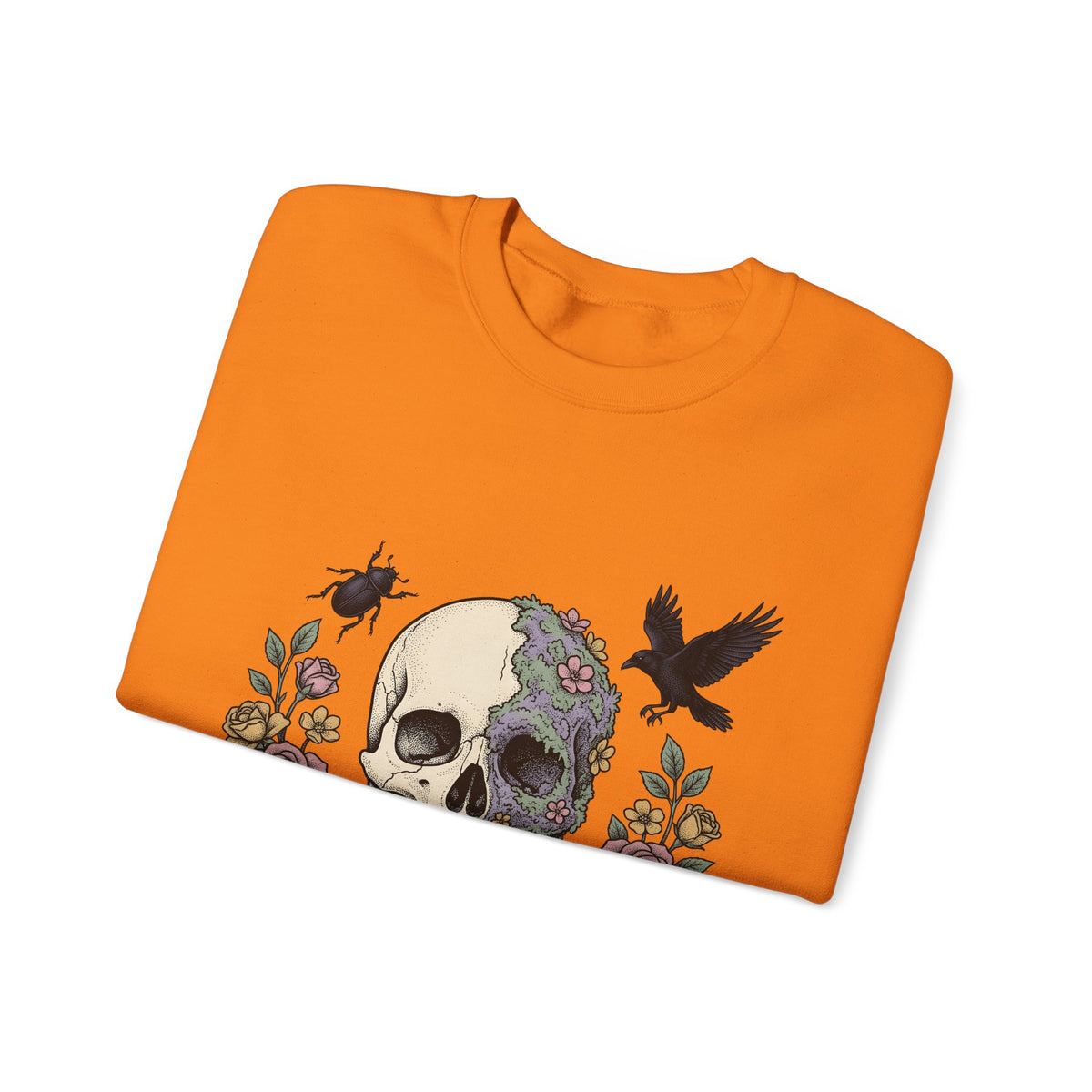 Bone Flower Halloween Occult Gift Neo Traditional Skeleton Horror Fan Tattoo Mystic Hand Drawn Sweatshirt