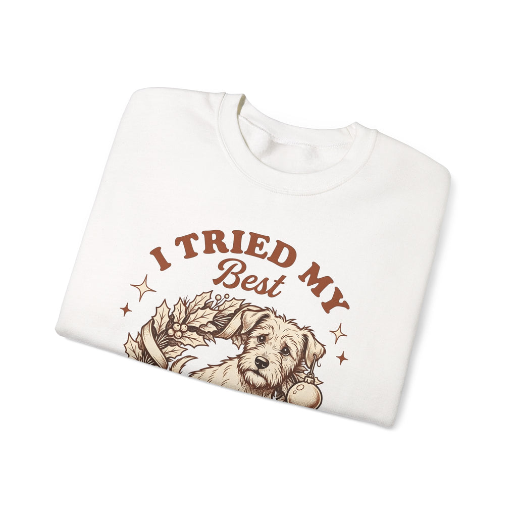Dog Garland Sweatshirt Christmas Pets Gift Women Classic Sweatshirt Dog Swag Sweatshirt Xmas Fan Doggy Graphic Sweatshirt Doodle Bauble Sweatshirt