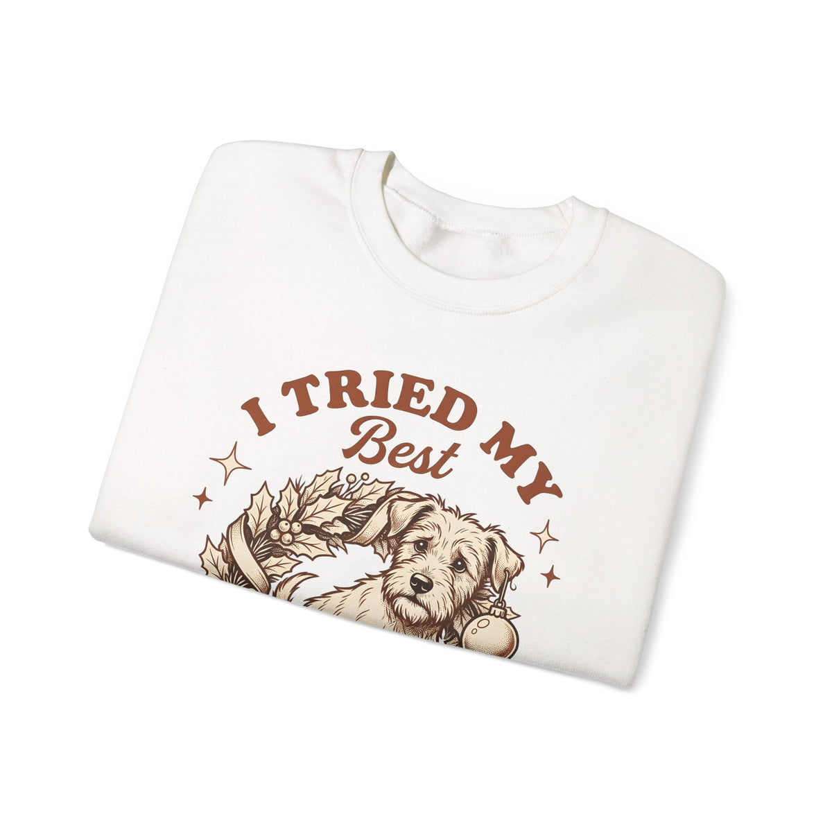 Dog Garland Sweatshirt Christmas Pets Gift Women Classic Sweatshirt Dog Swag Sweatshirt Xmas Fan Doggy Graphic Sweatshirt Doodle Bauble Sweatshirt
