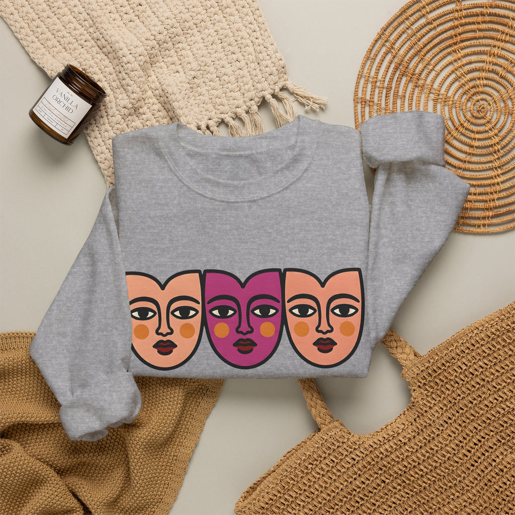 Abstract Faces Sweatshirt Abstract Art Gift Women Modern Sweatshirt Faces Sweatshirt Art Fan Contemporary Sweatshirt Artistic Graphic Minimal Bold Outlines