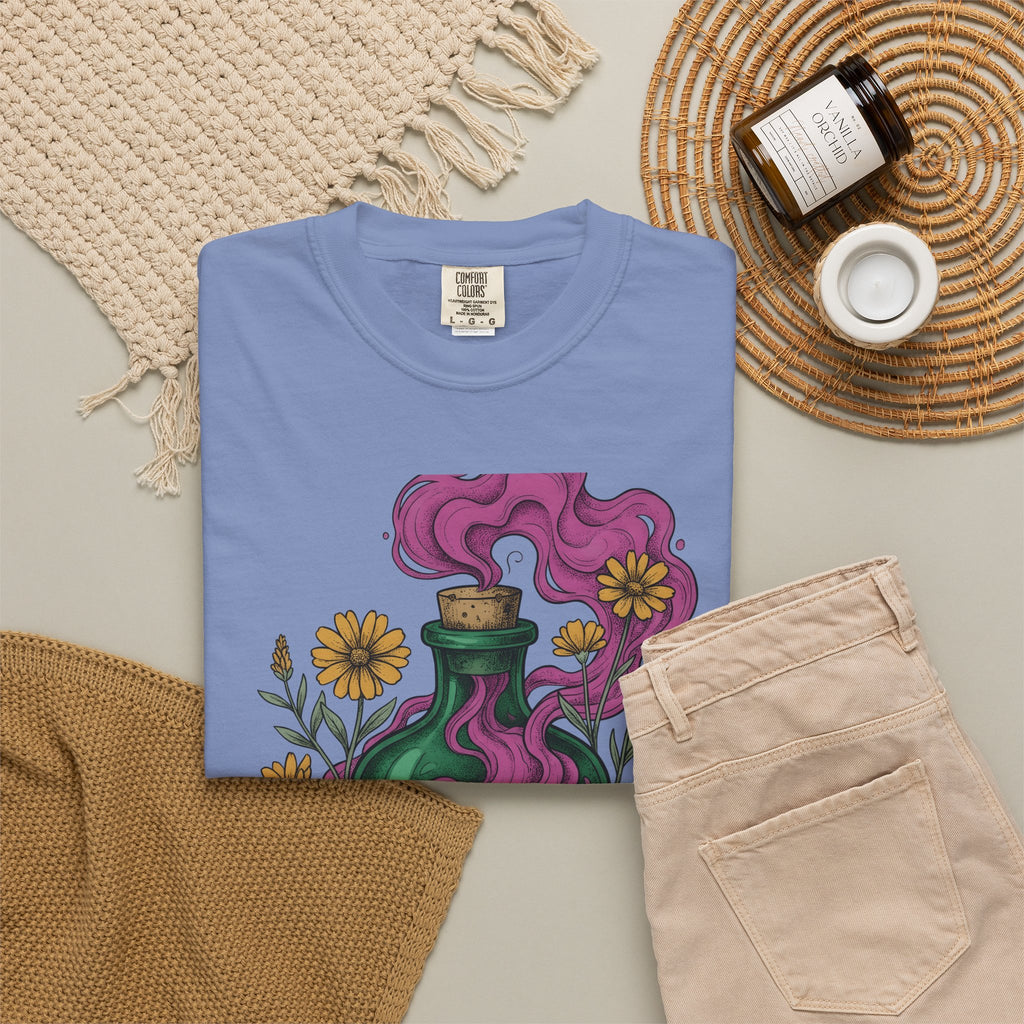 Elixir Flask T-Shirt Halloween Magic Gift Women Cartoon T-Shirt Potion Bottle T-Shirt Spooky Fan Toon T-Shirt Magical Graphic