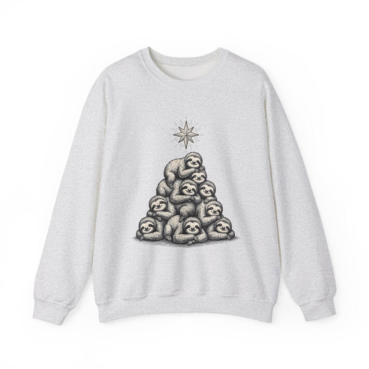 Sloth Stack Sweatshirt Animals Holiday Gift Women Hand Drawn Sweatshirt Sloth Pile Sweatshirt Wildlife Fan Hand Drawn Sweatshirt Christmas Graphic Vintage Star