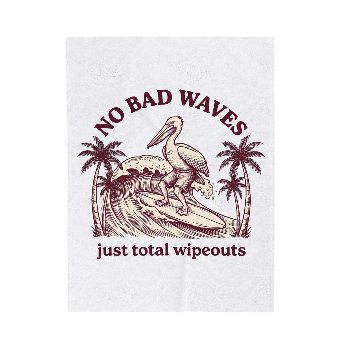Pelican Surfboard Blanket Surfing Ocean Gift Women Retro Blanket Surfboard Blanket Surfer Fan Vintage Blanket Marine Graphic Sketch Coconut Trees