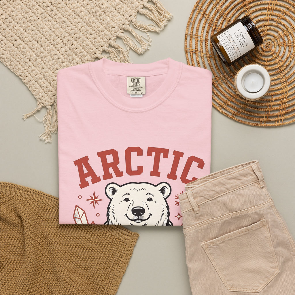 White Bear T-Shirt Christmas Cold Season Gift Women Comic T-Shirt Polar Bear T-Shirt Winter Fan Cartoon T-Shirt Frost Graphic Retro Ice Crystals